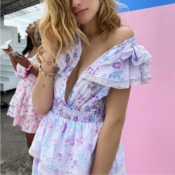 NWOT LoveShackFancy x Target Lou Floral Purple Ruffle Dress - Picture 3 of 6